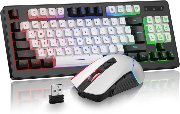 Combo de teclado y mouse para juegos BlueFinger inalámbrico, baterí...