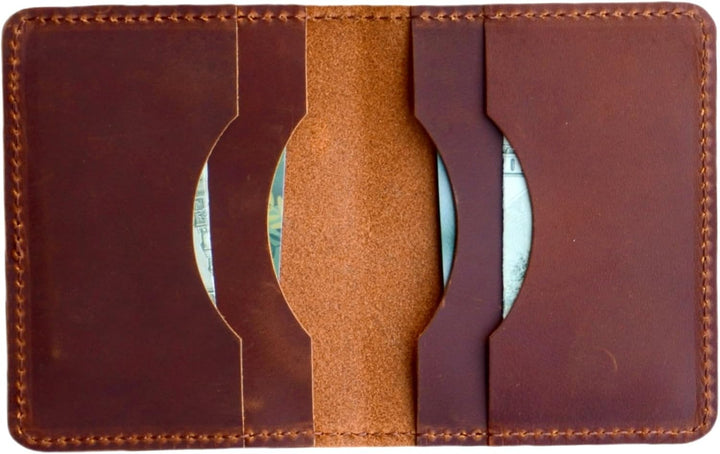 JJNUSA Billetera de cuero minimalista hecha a mano para hombres env...