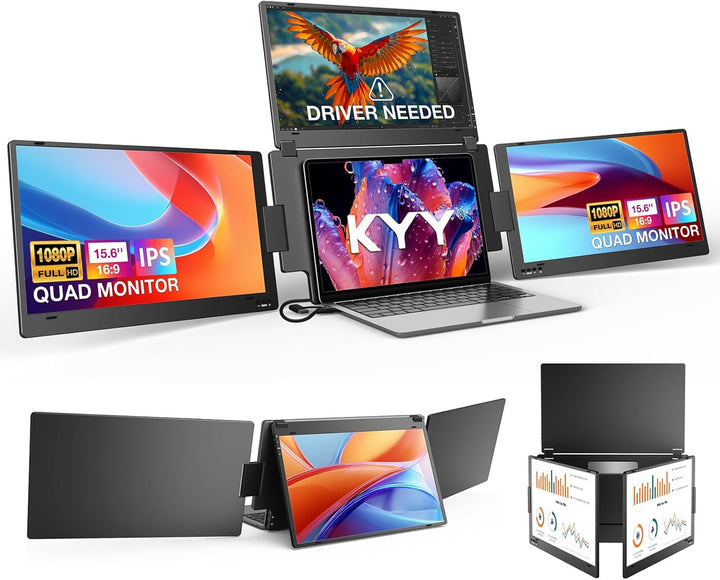 KYY Extensor de pantalla para laptop, monitor portátil cuádruple de...