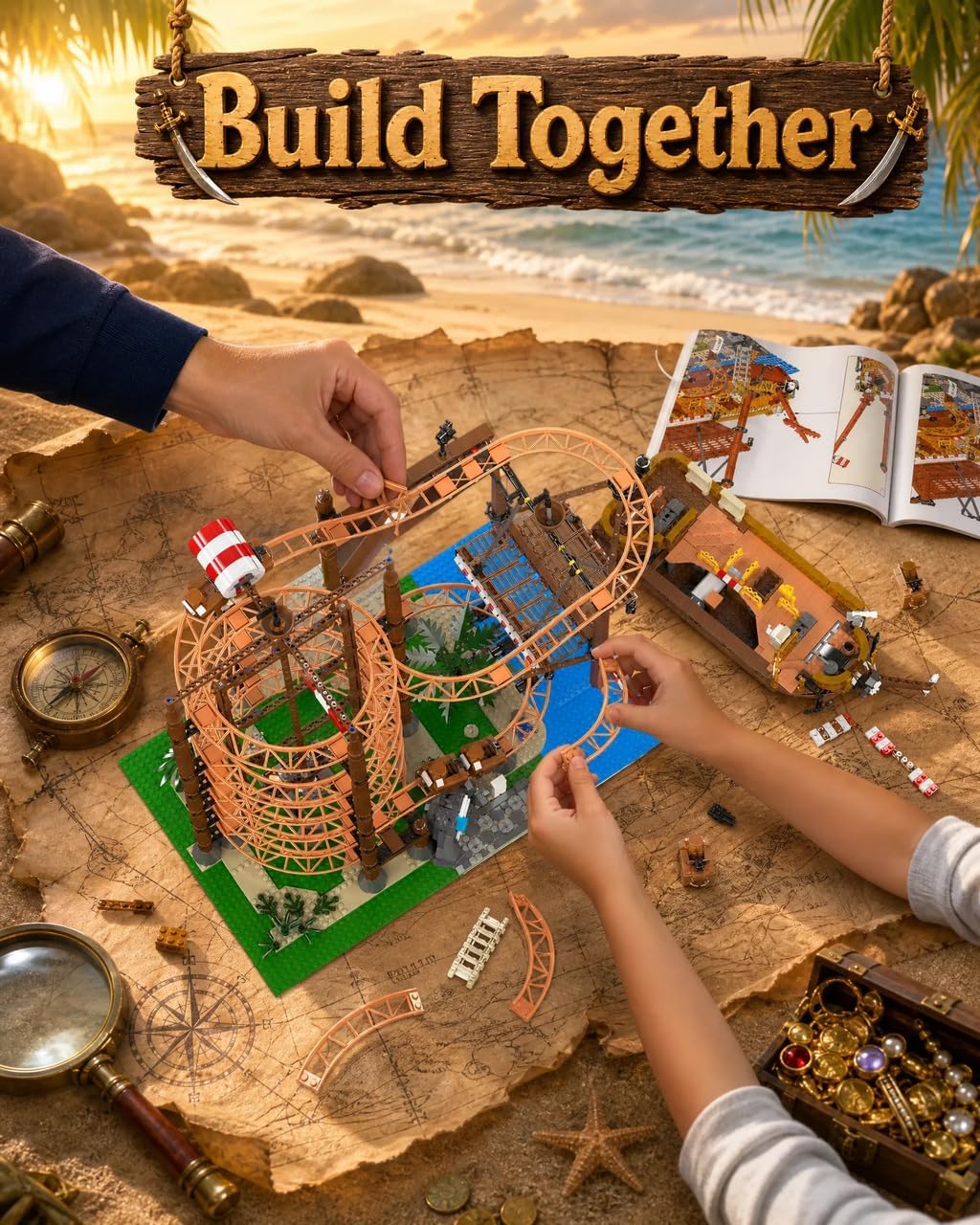 Juego de construcción de montaña rusa 2174Pcs