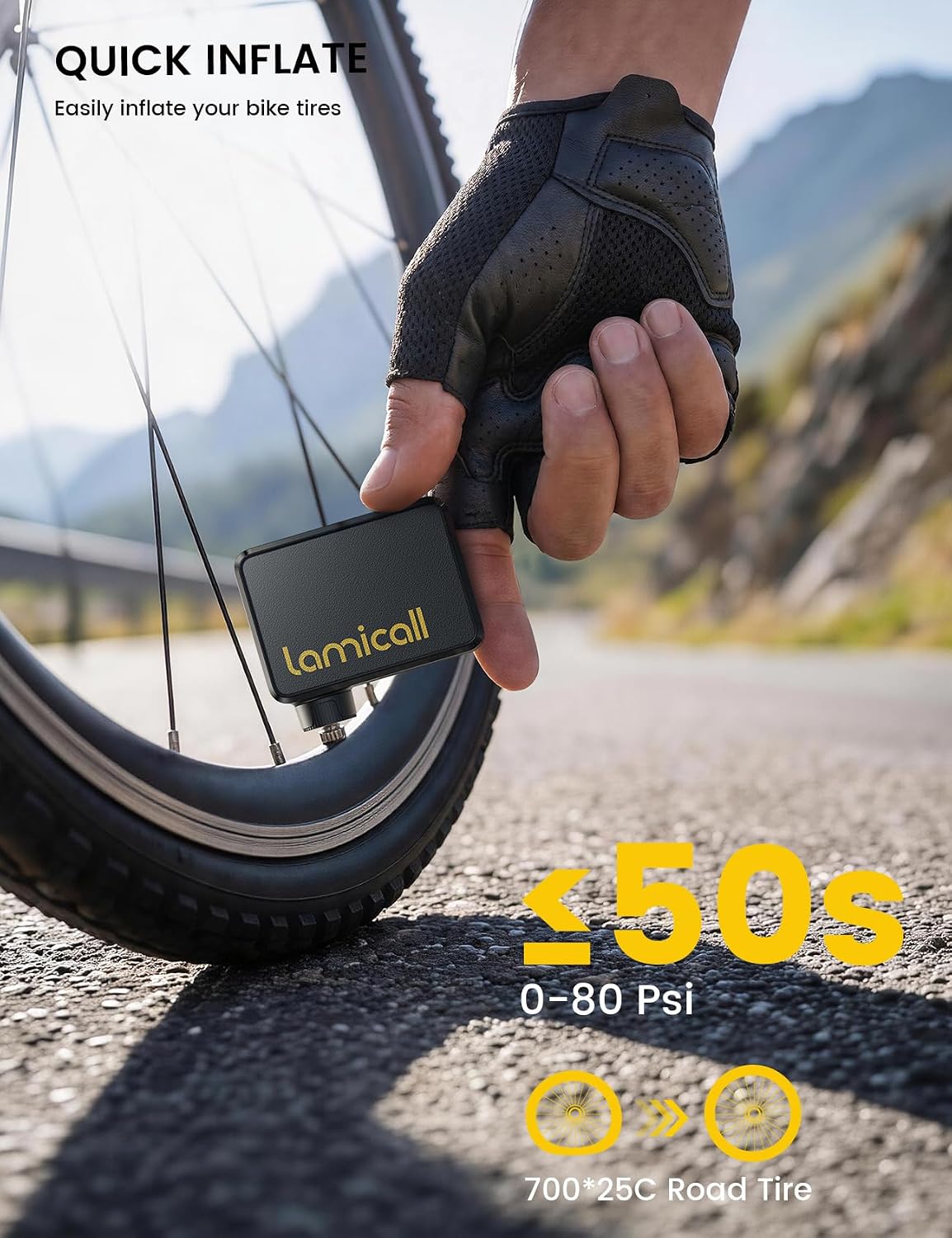 Inflador de neumáticos con bomba de bicicleta ultra mini - Lamicall...