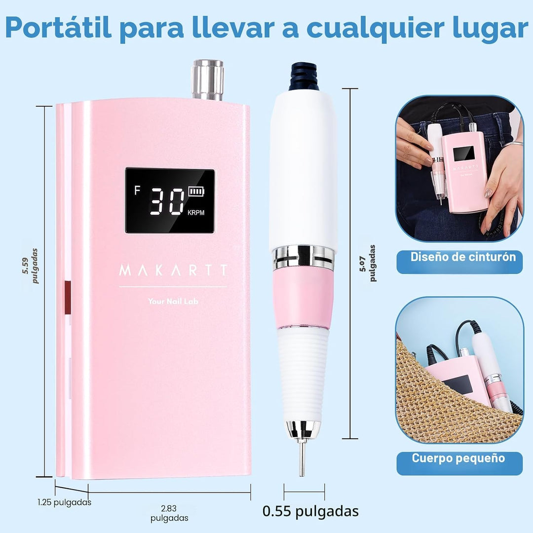 Makartt Taladro Eléctrico para Uñas - 30000RPM Recargable Lima E, P...