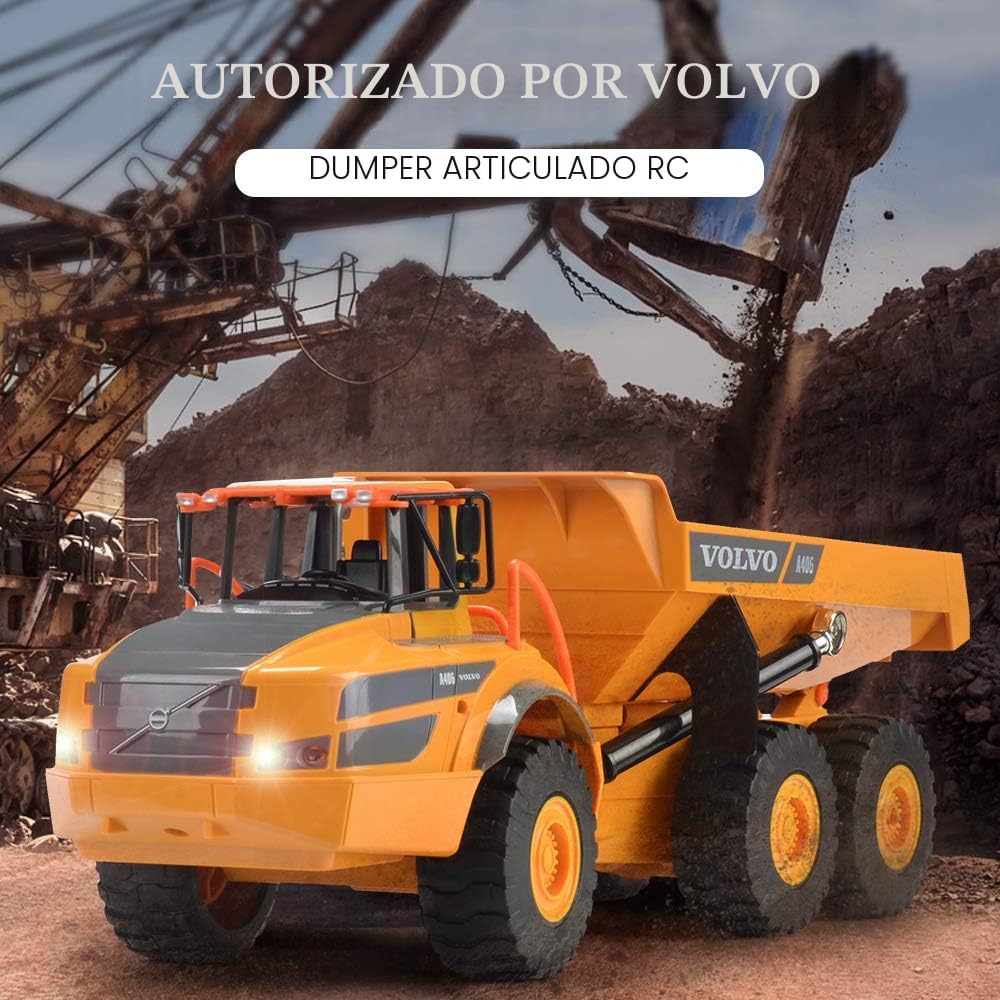DOUBLE E Volvo RC Camión Volquete de Juguete para Niños, Transporta...