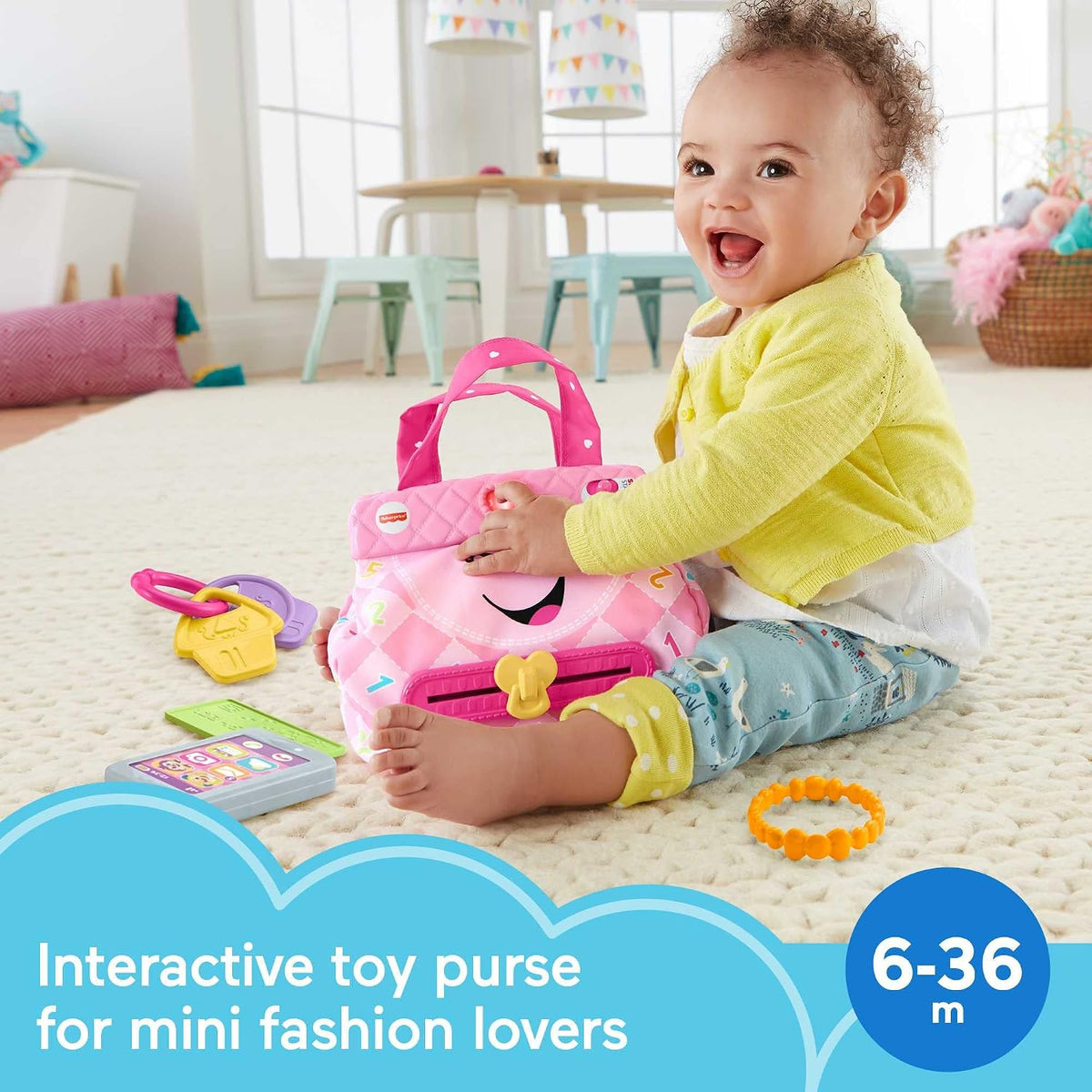 Fisher-Price Laugh & Learn My Smart Purse, rosa, juguete musical para bebé