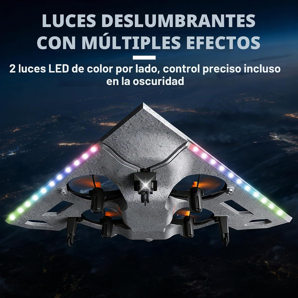 Drone RC 3 en 1 para Land Sea Air, avión de control remoto H20 con luces frías, giro de 360°, 3 modos de conducción y protección contra colisiones, juguete de espuma RC Drone regalo para niño y niña, plateado