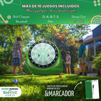 Swooc Games® - Bull Chipper™ | Dardos de golf gigantes (más de 6 pies de alto) con más de 10 juegos de golf | Juego de patio trasero con bomba de aire | Juego de patio para adultos | Diversión gigante