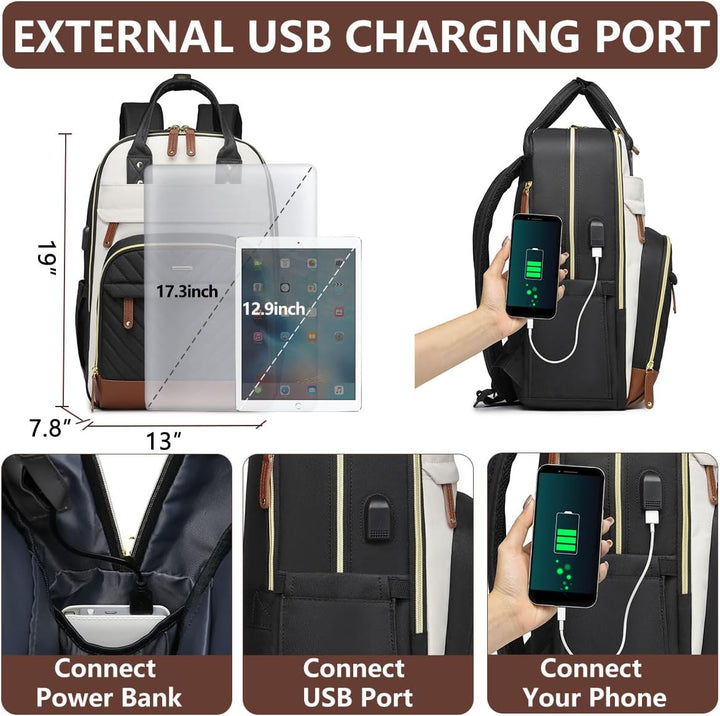 Mochila para portátil para mujer, mochila escolar de 17.3 pulgadas,...