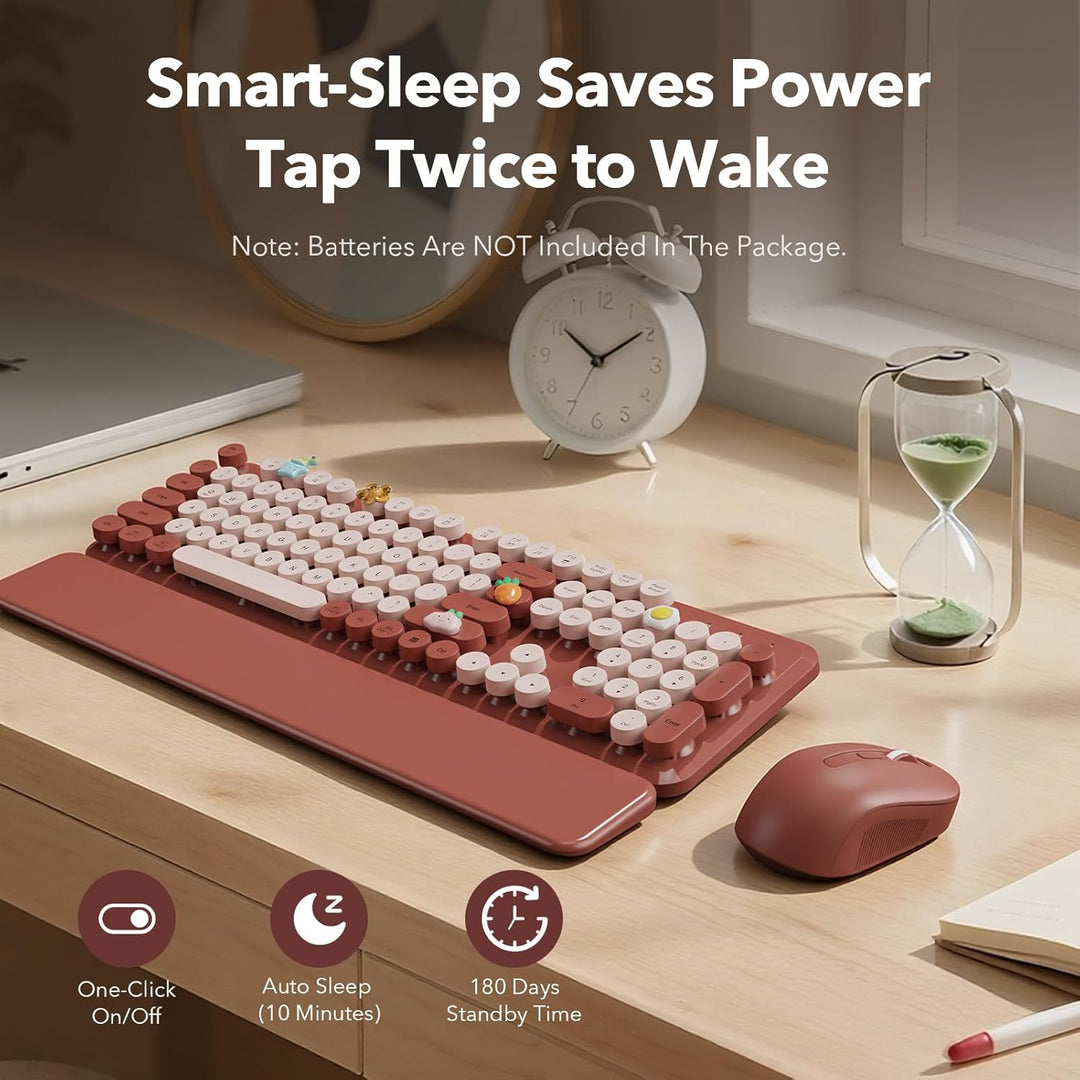 Combo de teclado y mouse inalámbricos, teclado estilo máquina de es...