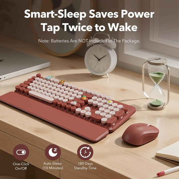 Combo de teclado y mouse inalámbricos, teclado estilo máquina de es...