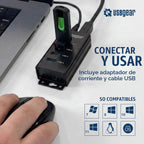 USBGear, USBG-BREC304, hub USB 3.2 de 4 puertos, alimentado, adaptador 5V/2A