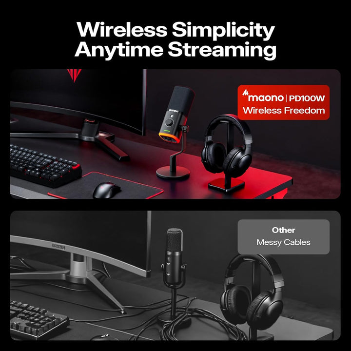 MAONO PD100WS - Micrófono inalámbrico para juegos para PC, micrófon...
