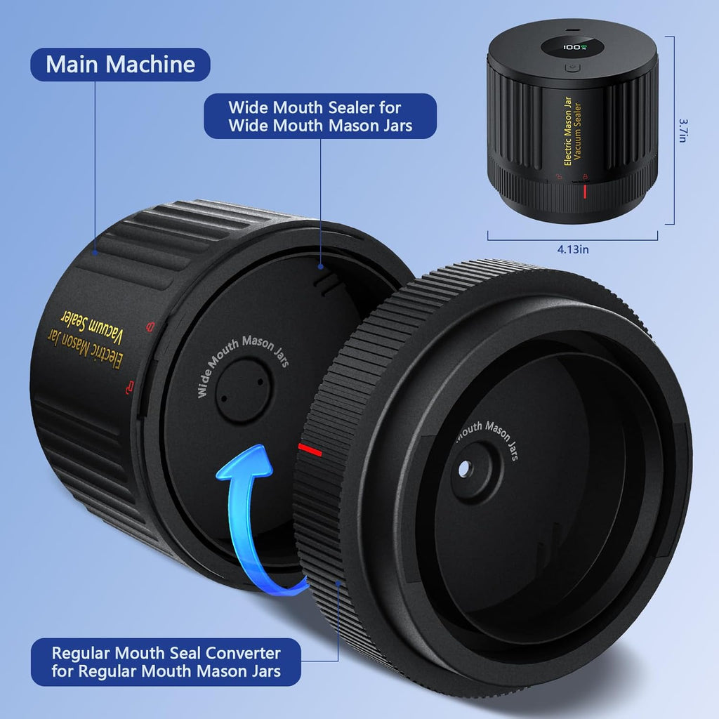 Kit de sellador al vacío eléctrico para tarros Mason con pausa automática de un solo toque