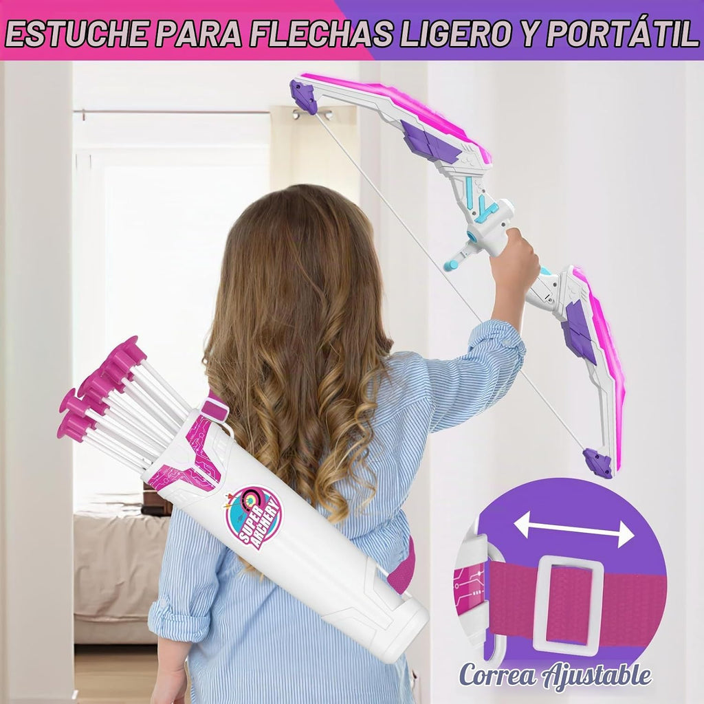 2 Pack Bow y Arrow para Kids, LED Light Up Girls Archery Set