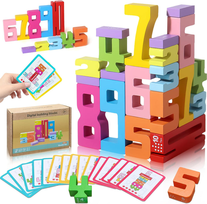 XPQKDC Bloques de construcción de números de madera 20
