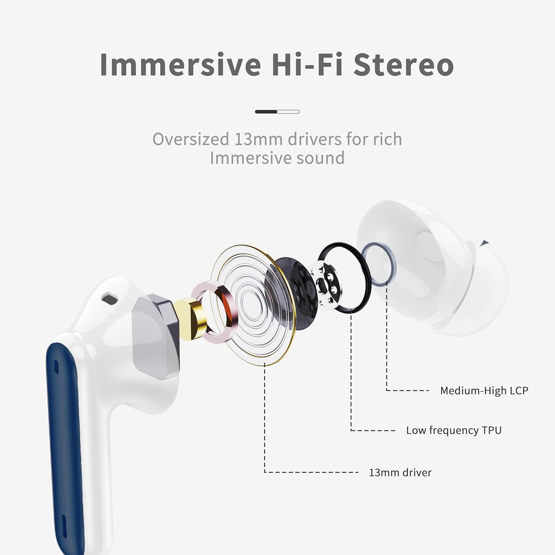 Auriculares inalámbricos, Bluetooth 5.4 con graves profundos estére...