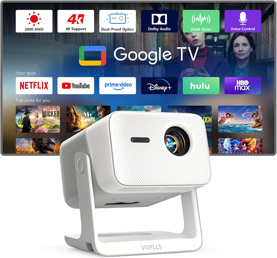 【3000 ANSI oficial Google TV】Proyector inteligente 4K con WiFi y Bl...