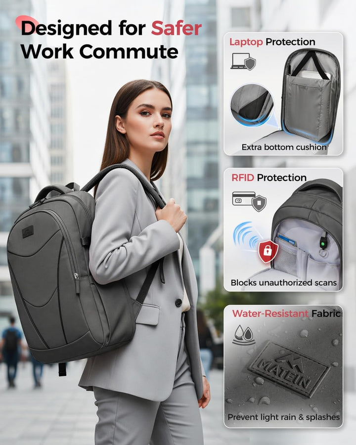 MATEIN HER Mochila de trabajo para laptop con compartimento para al...