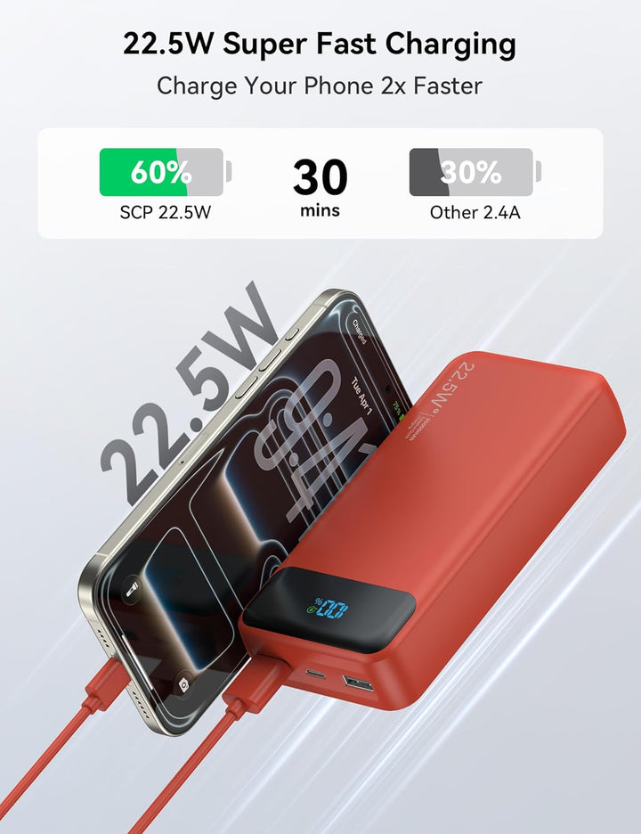 Nusyddy Cargador portátil de 20000 mAh integrado con 4 cables, bate...