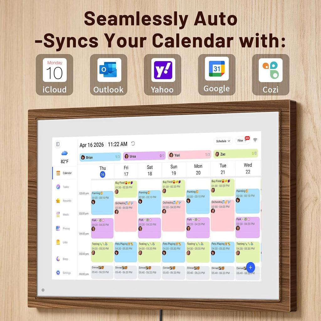10.1" calendario digital pantalla táctil de pared, sin suscripción