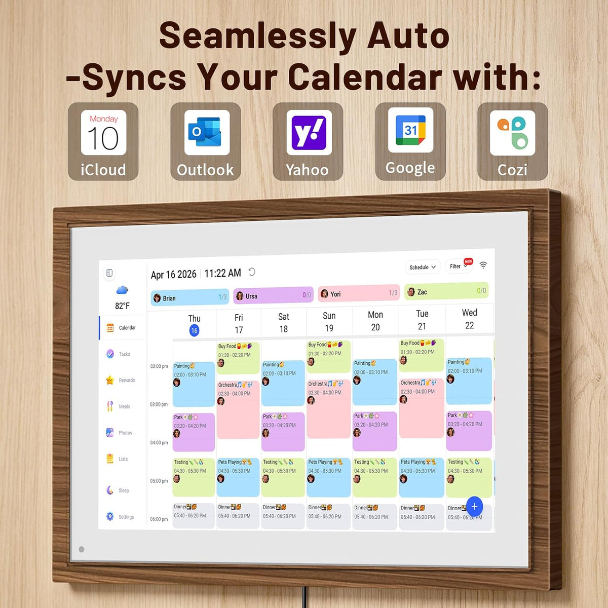 10.1" calendario digital pantalla táctil de pared, sin suscripción