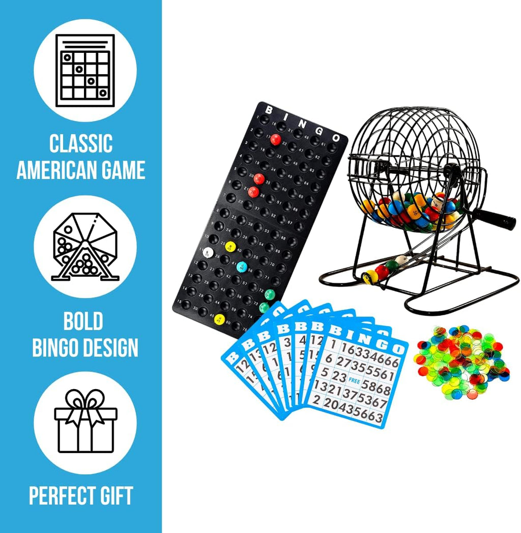 Regal Games Juego de Bingo Deluxe con Jaula, Tablero, Pelotas, 18 Cartas y Fichas