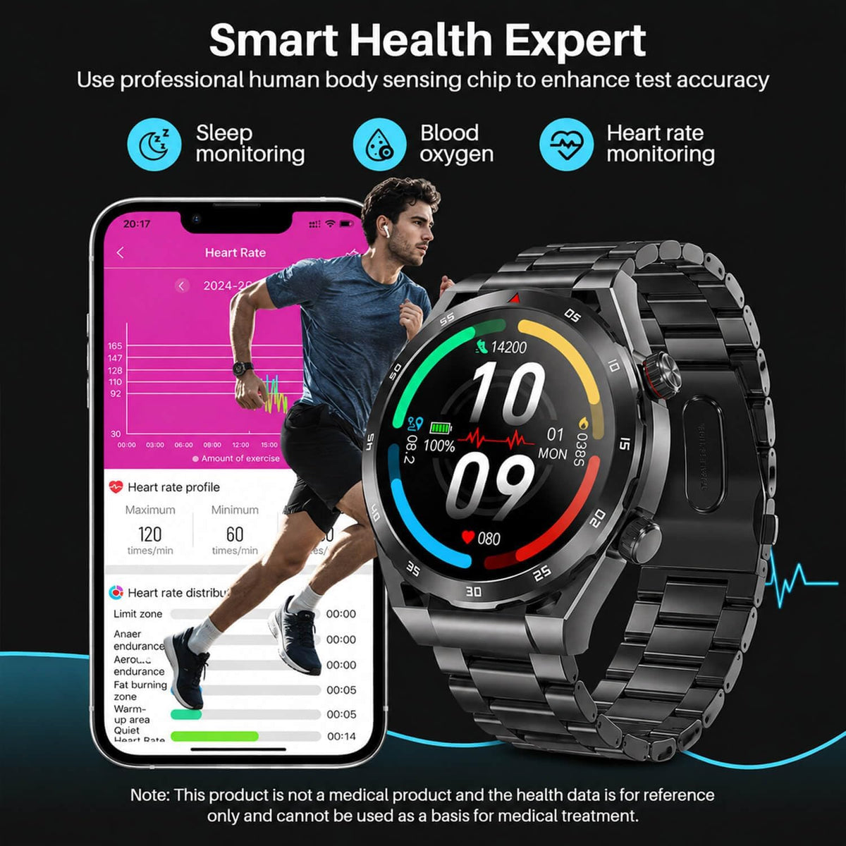 Reloj inteligente, pantalla AMOLED Bluetooth Llamadas Fitness