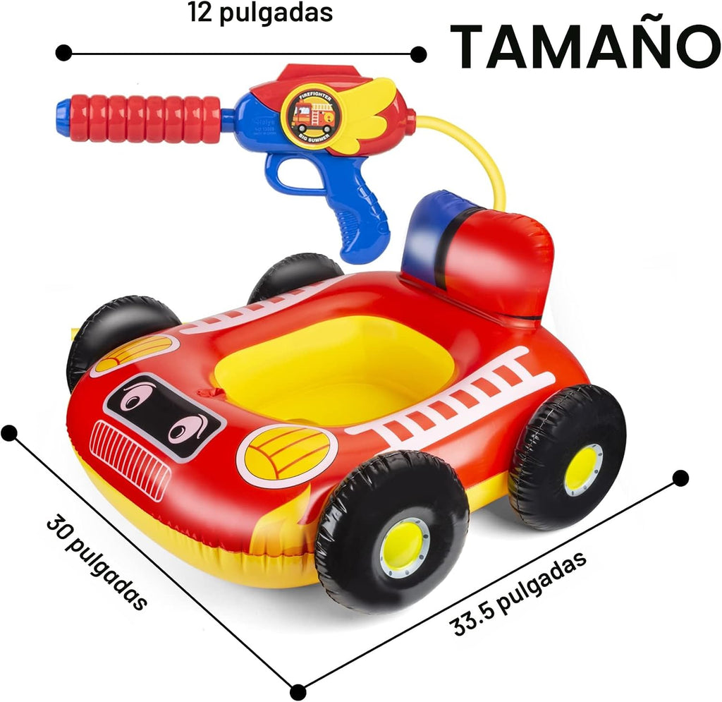 Flotadores de piscina para niños con pistola de agua, juguetes de piscina para niños de 4 a 8 años, flotadores de camión de bomberos para piscina, inflables de piscina para niños y niñas y niños