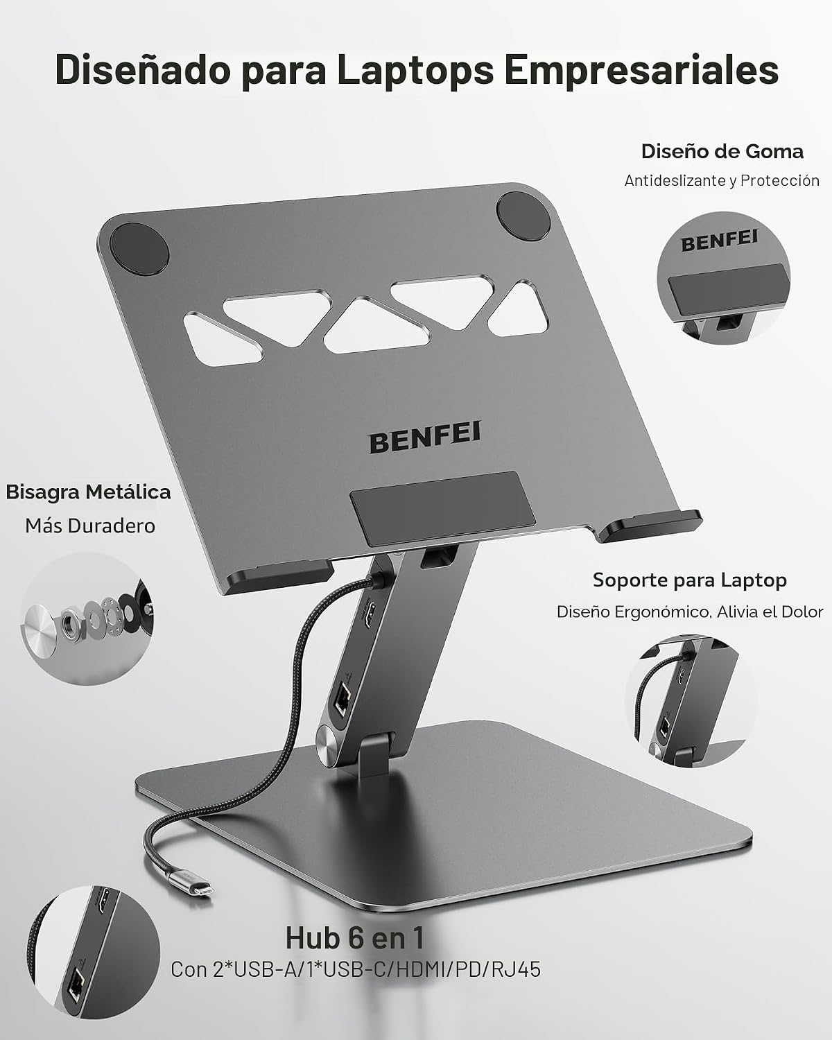 BENFEI Soporte para portátil con estación de acoplamiento USB C 6en...