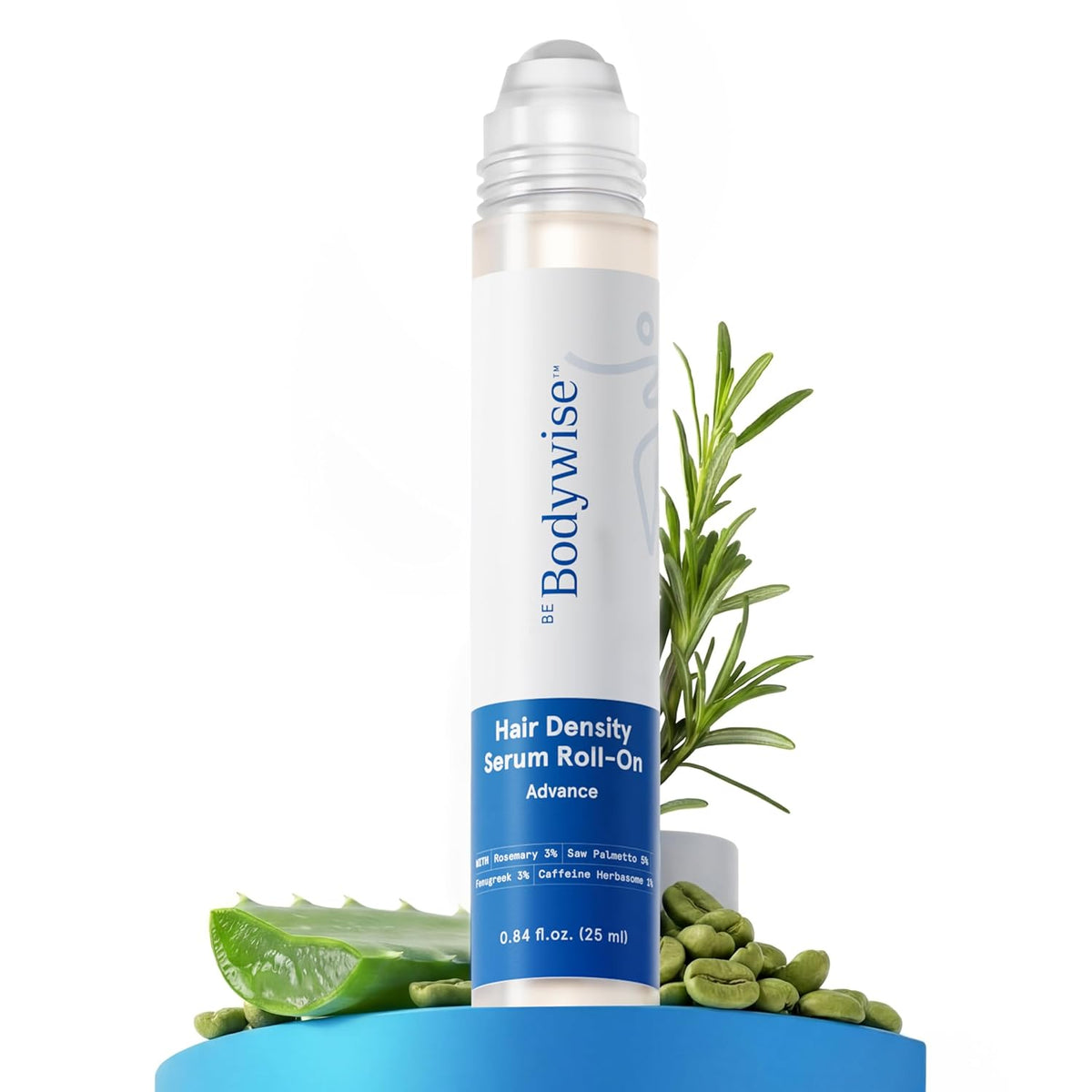 Be Bodywise Suero para el crecimiento del cabello Roll, 0.84 Fl Oz, Palmetto al 5%