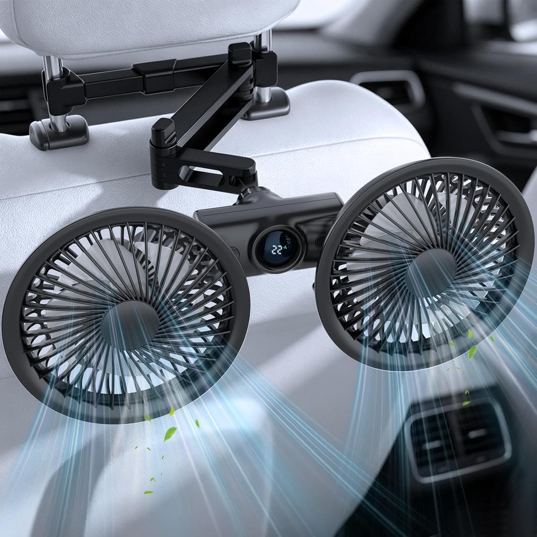 Pelidox Ventilador de coche para asiento trasero, 3 velocidades, ro...