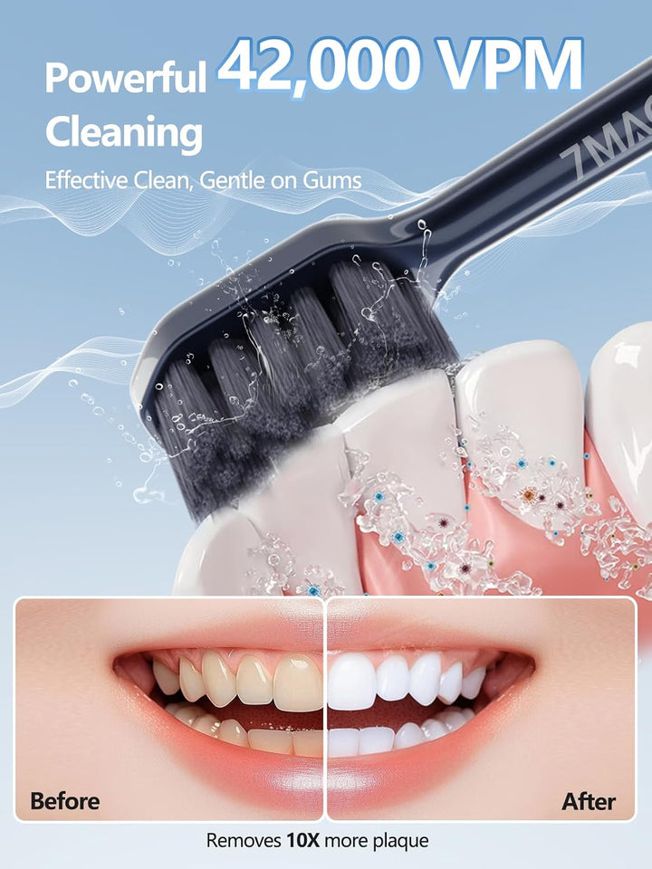 7MAGIC - Cepillo de dientes eléctrico sónico, tiempo de funcionamie...