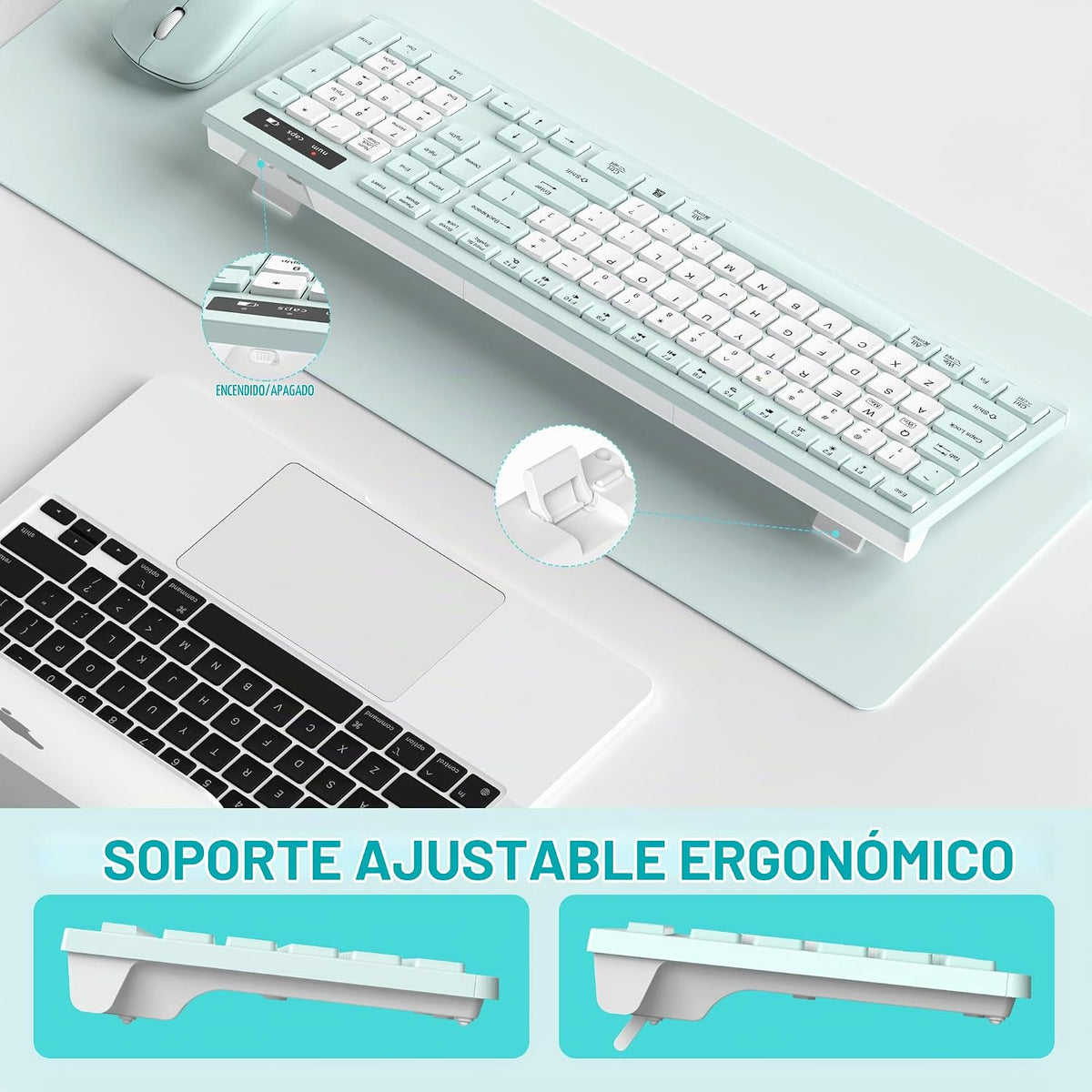 Combo de teclado y ratón inalámbrico silencioso, teclado inalámbric...
