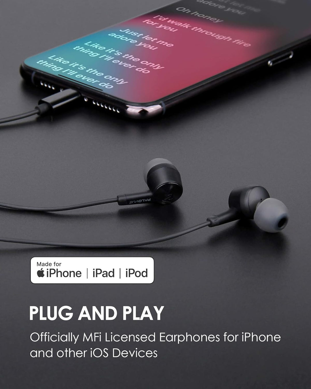 PALOVUE - Auriculares para iPhone con conector Lightning, certifica...
