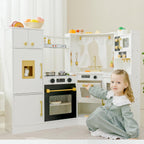 Juguete de Cocina de Juego de Madera Interactivo para Niños – Luces y Sonidos Realistas, Diseño de Esquina con 8 Accesorios, Regalo para Niñas y Niños de 3+ Años