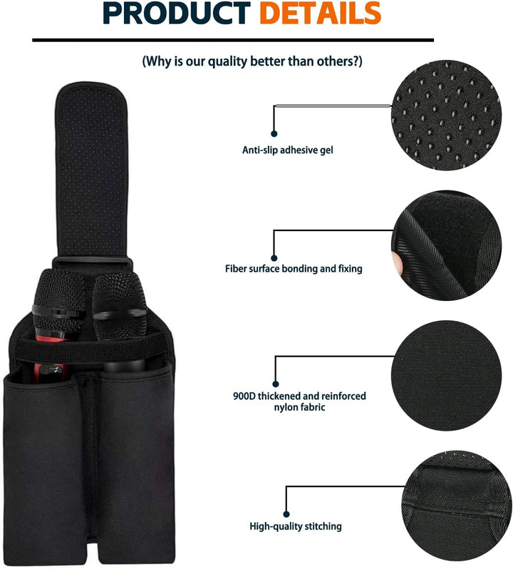 YOTESO Funda de micrófono inalámbrico, soporte de micrófono doble y...