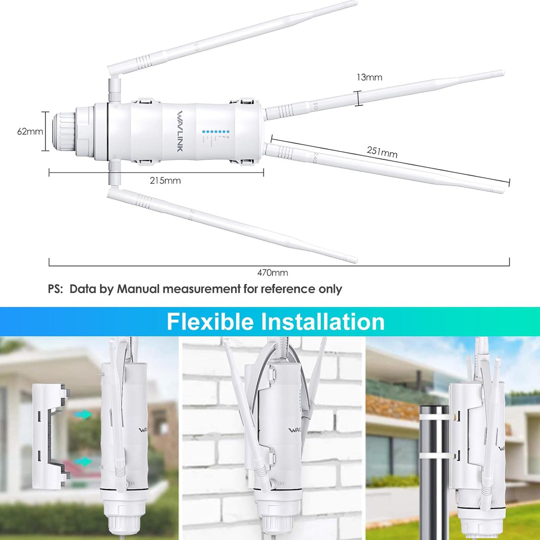 WAVLINK AC1200 Extensor de alcance WiFi al aire libre de largo alca...