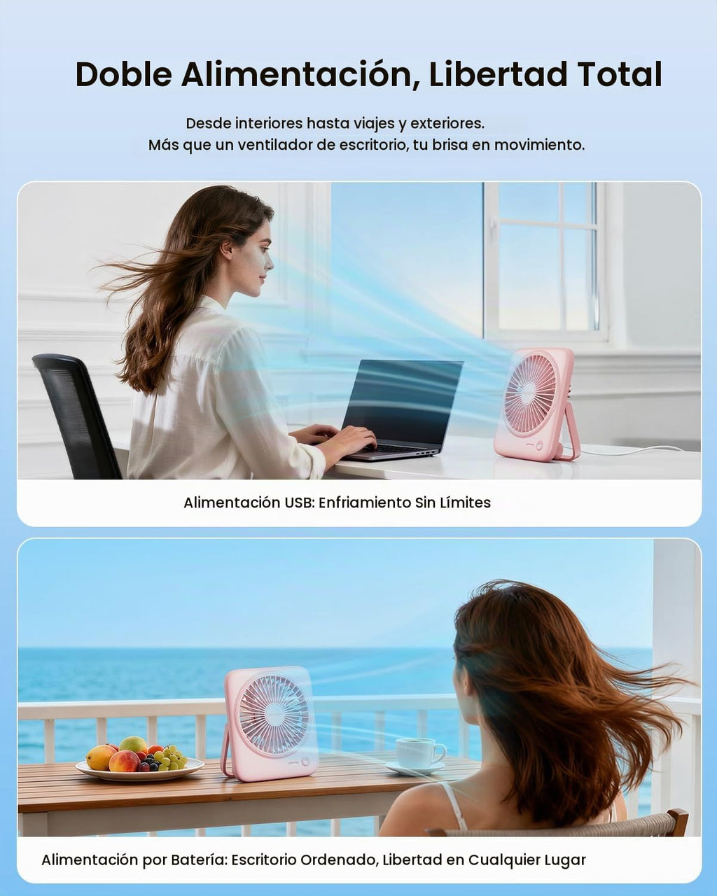 Otlonpe Ventilador de escritorio portátil personal, pequeño ventila...