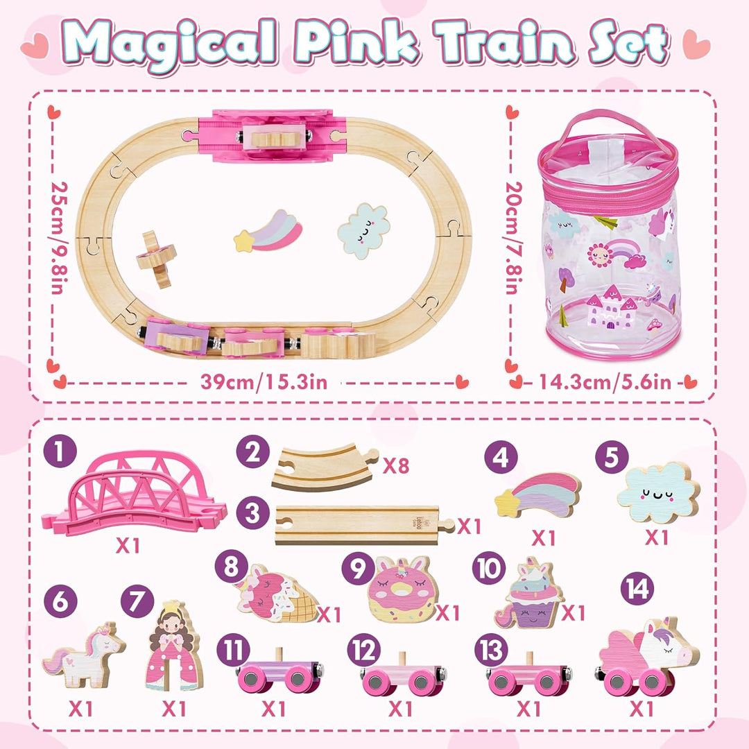 Lehoo Castle Juego de tren de madera para niñas juego de