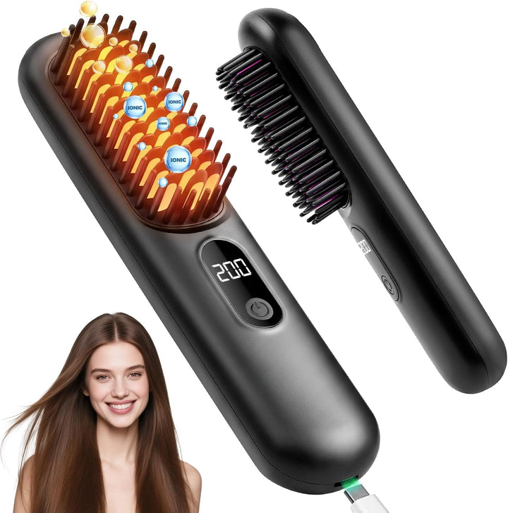 Go Brush Pro 2026, Cordless Hair Straightener Brush, Mini Hair Stra...