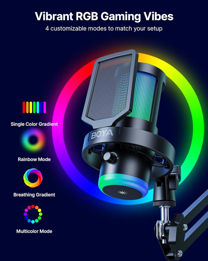 BOYA Micrófono USB para juegos con brazo de brazo, 192 kHz\/24 bits...