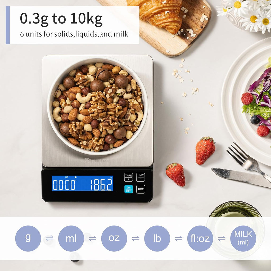 KitchenTour - Báscula digital de cocina de 10kg / 22 lbs/22 libras; báscula