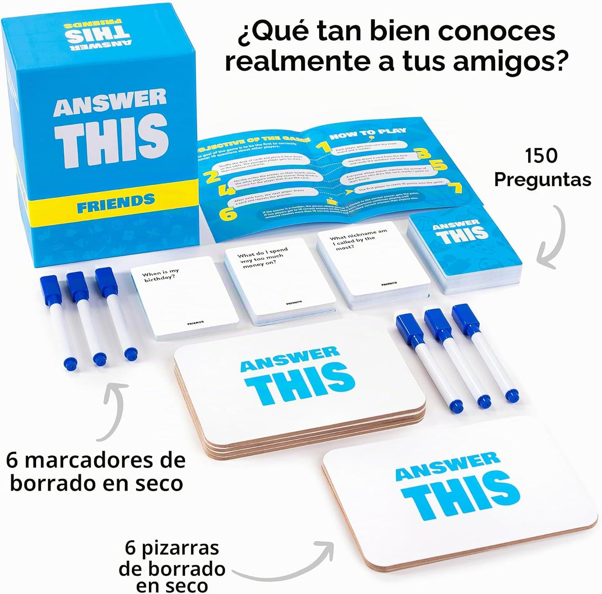 Answer This - Friends - ¿Qué tan bien conoces a tu familia y amigos? - Juego de cartas para fiestas divertido para adolescentes y adultos - Gran iniciador de conversación