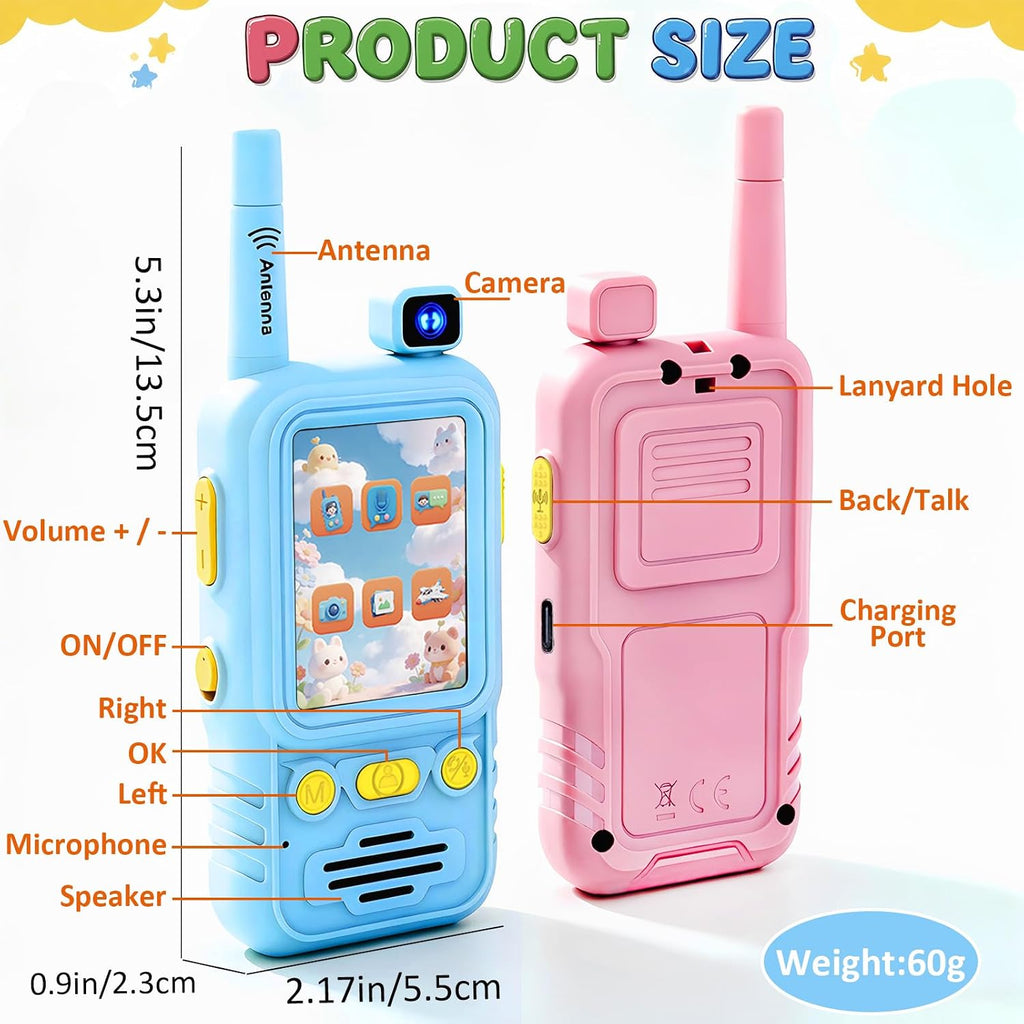 Aikmi Walkie Talkies de video para niños, juguete para niño y niña, azul y