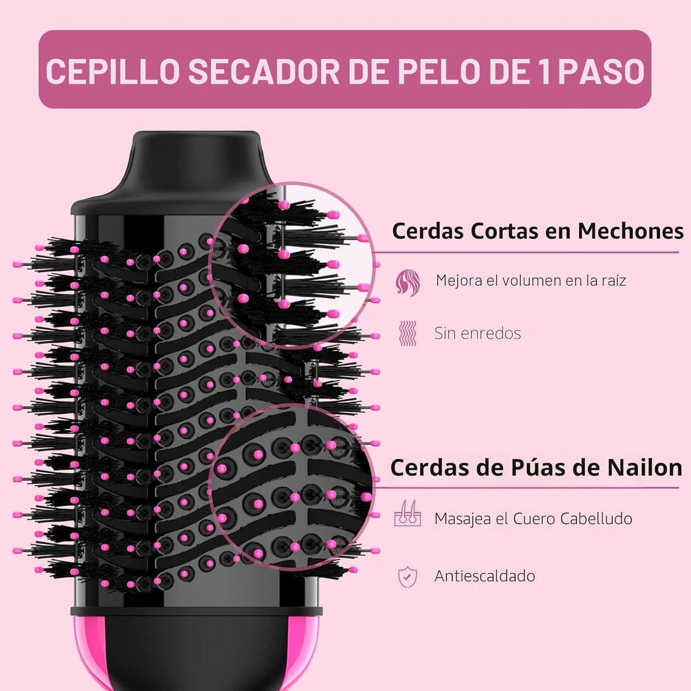 Cepillo secador de pelo de doble voltaje con estilizador antiencres...