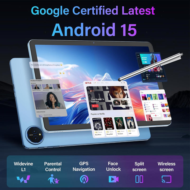 Tablet 2026 de 11 pulgadas, tableta Android 15 con teclado, 24 GB+2...