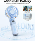 TUNISE Ventilador de mano portátil, ventilador portátil recargable,...