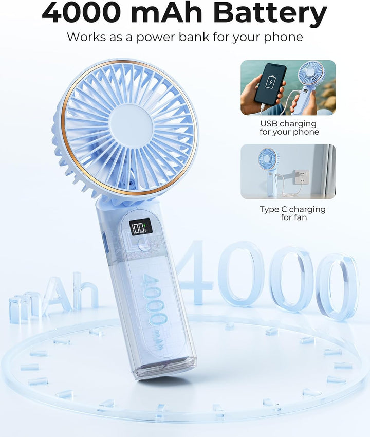 TUNISE Ventilador de mano portátil, ventilador portátil recargable,...