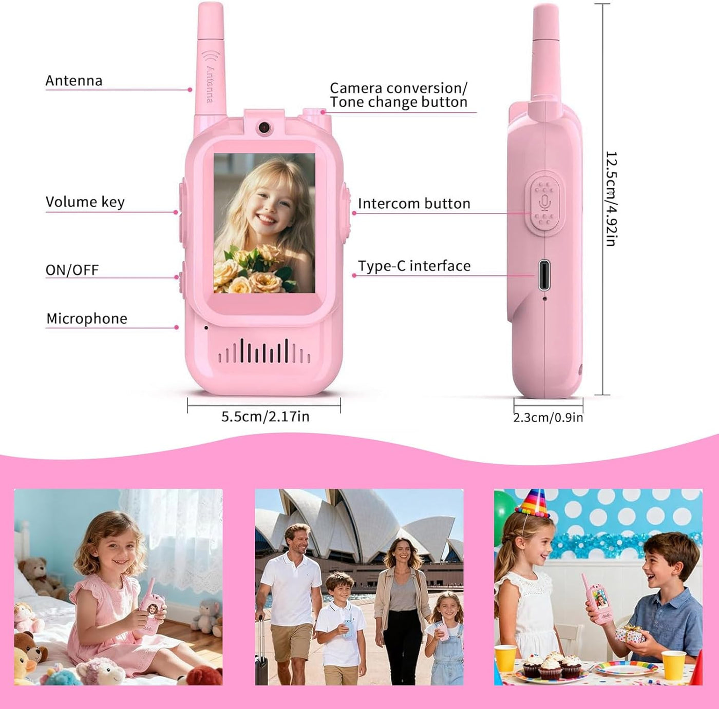 Walkie Talkies de video para niños con pantalla de
