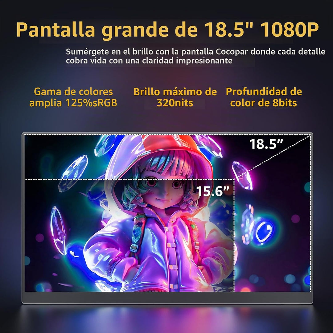 cocopar Monitor portátil IPS Monitor de viaje con USB-C HDMI pantal...