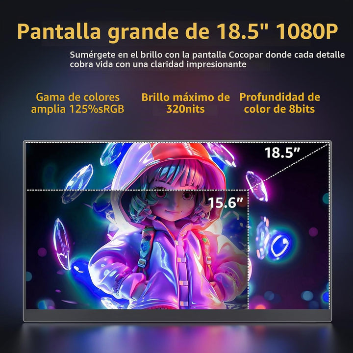 cocopar Monitor portátil IPS Monitor de viaje con USB-C HDMI pantal...